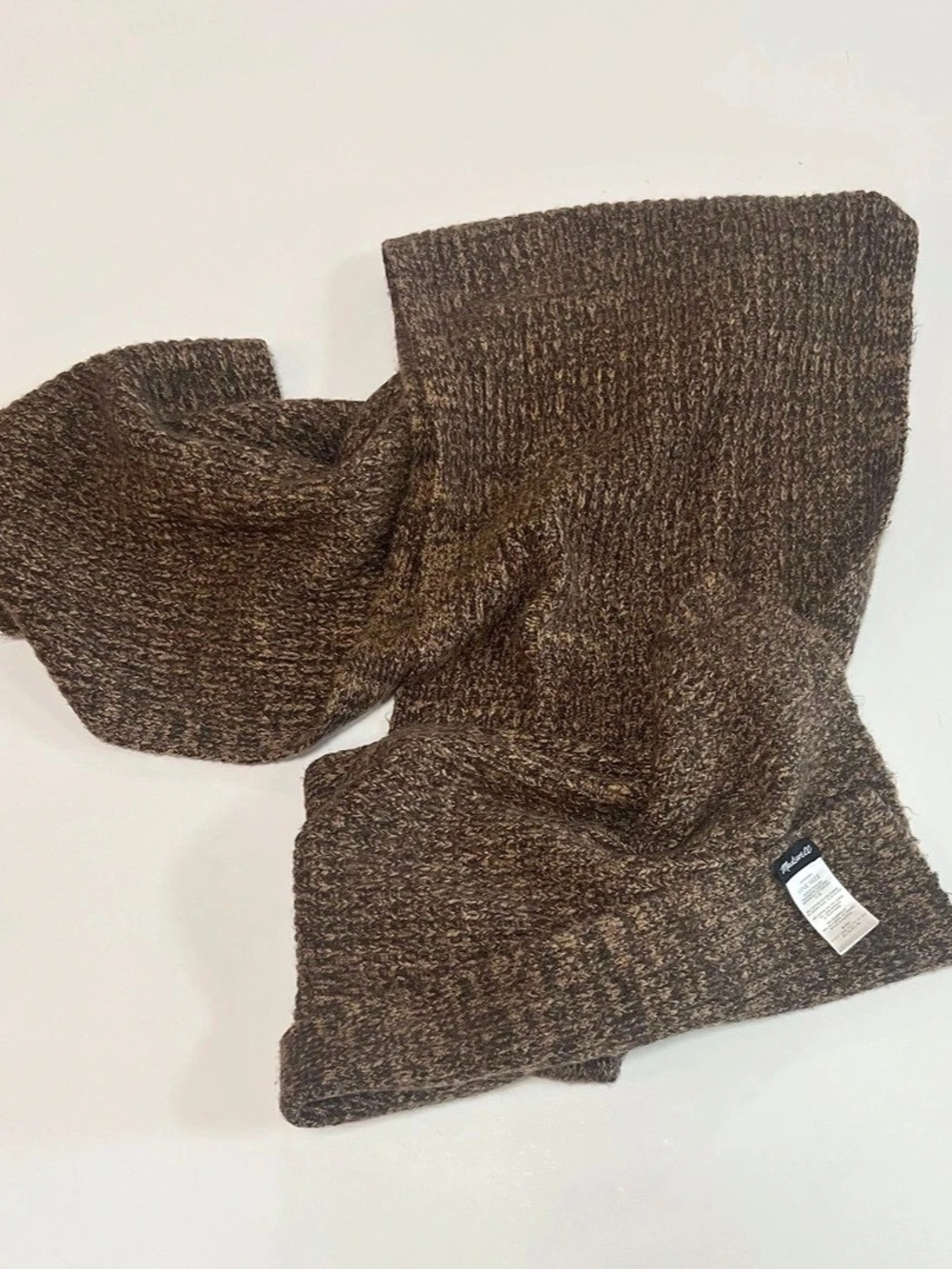 Knit scarf, Madewell, brown heathered with metallic threading